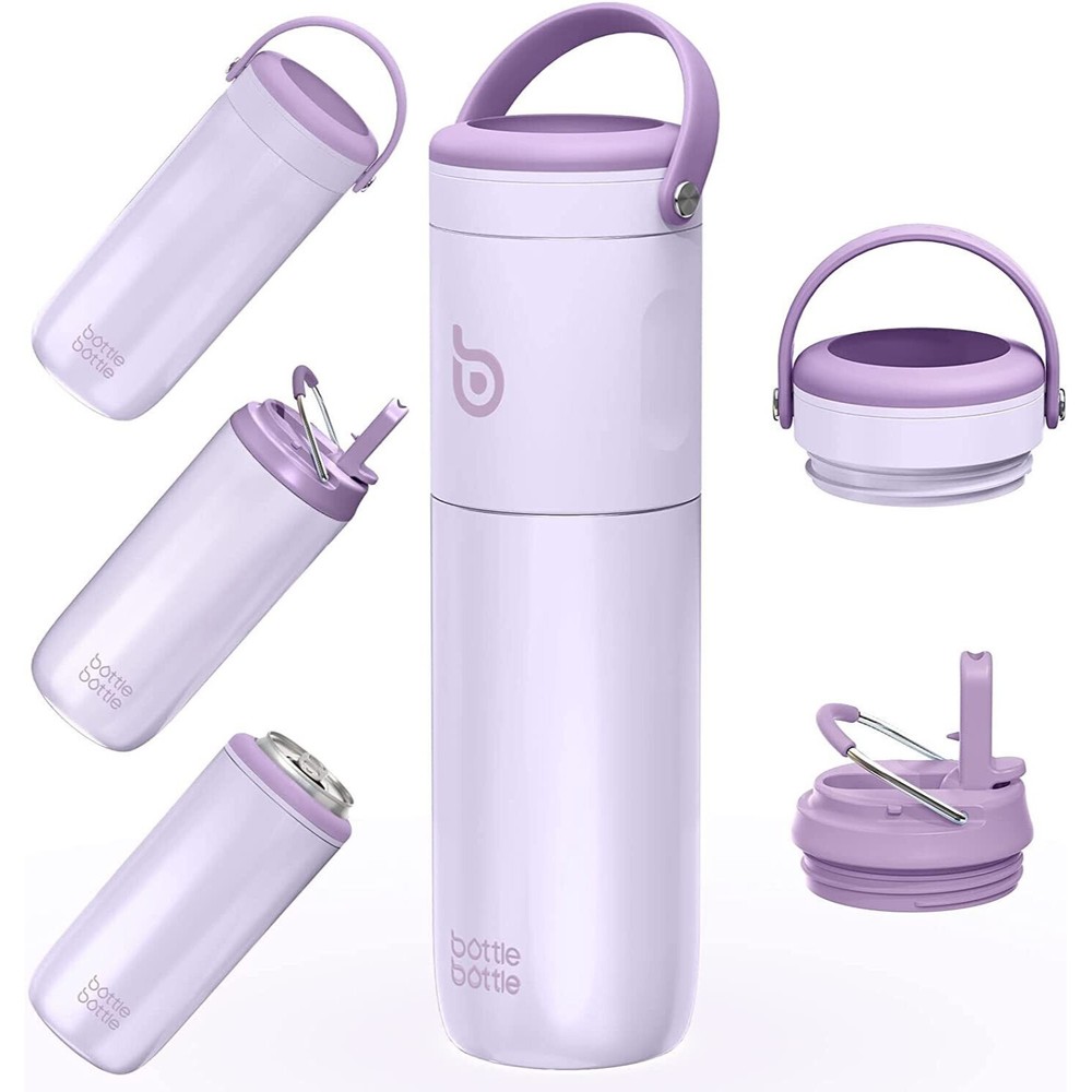 BOTTLE BOTTLE Insulated Water Bottle with Straw 2 lids 18oz 3 IN 1 Purple